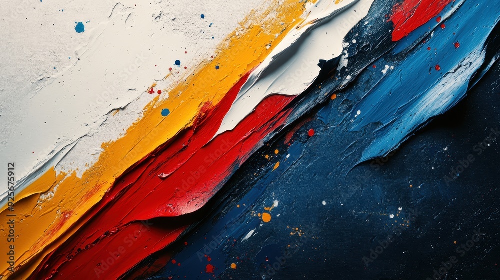 Abstract Oil Painting with Red, Yellow, and Blue.