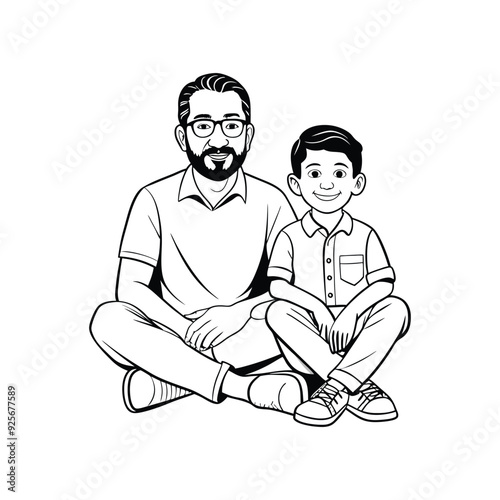 father and son silhouette vector art