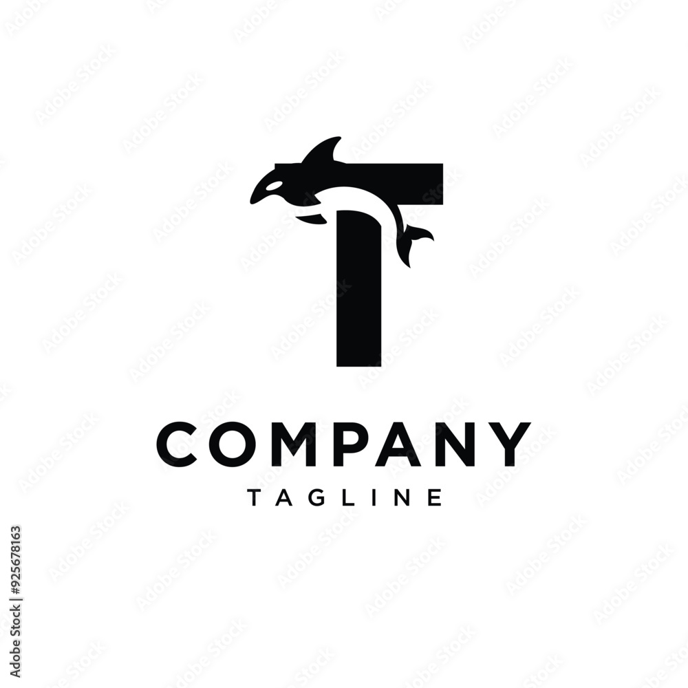 Letter T Orca Logo icon vector Letter T Orca Logo icon vector