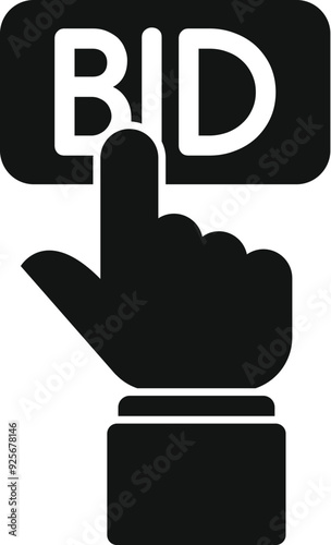 Businessman is placing a bid in an online auction