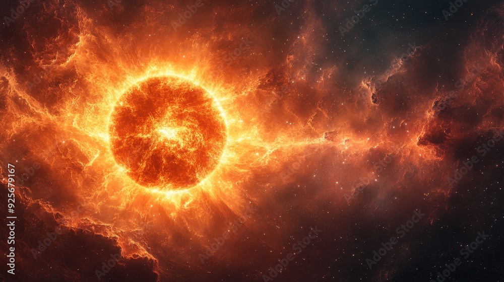 Obraz premium Fiery Star in the Galaxy.