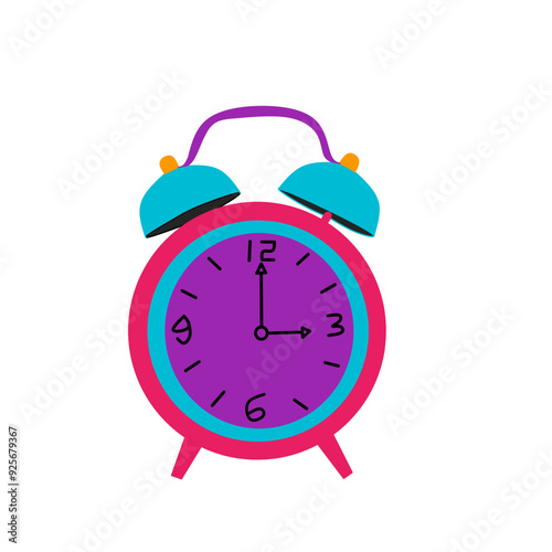 Animated alarm clock isolated with white background 