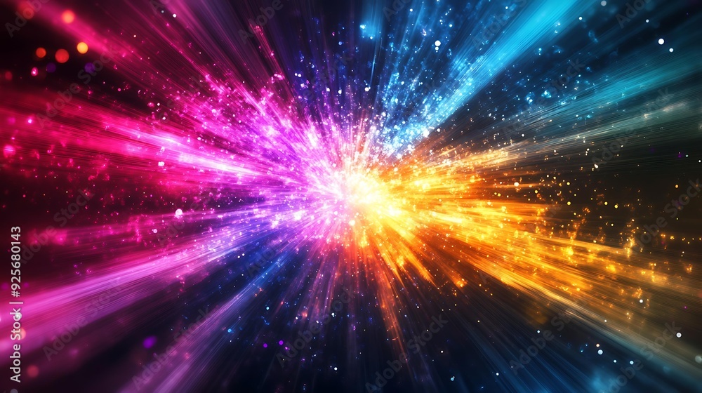vibrant explosion of colors radiating energy and light, creatingsense of excitement and wonder. vibrant explosion of colors radiating energy and light, creatingsense of excitement and wonder.