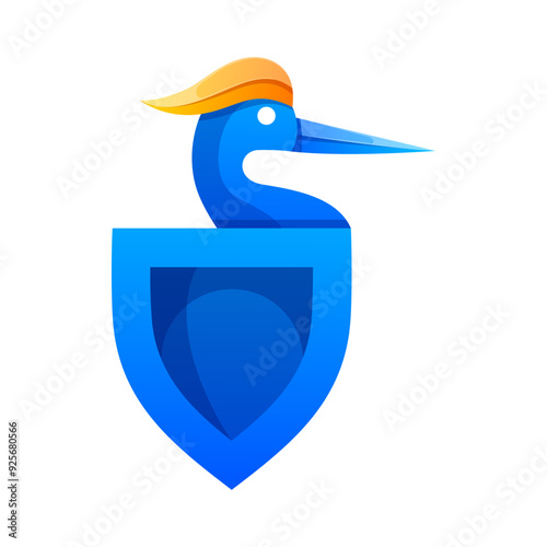 bird shield colorful logo design