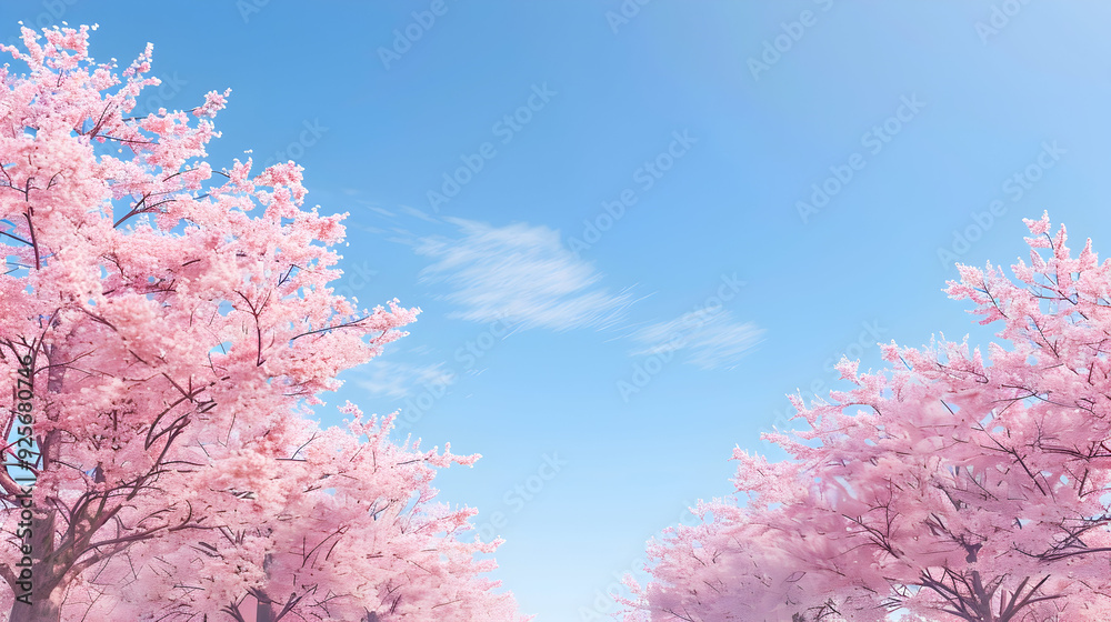 Beautiful Cherry Blossom Trees Against Clear Blue Sky Beautiful Cherry Blossom Trees Against Clear Blue Sky