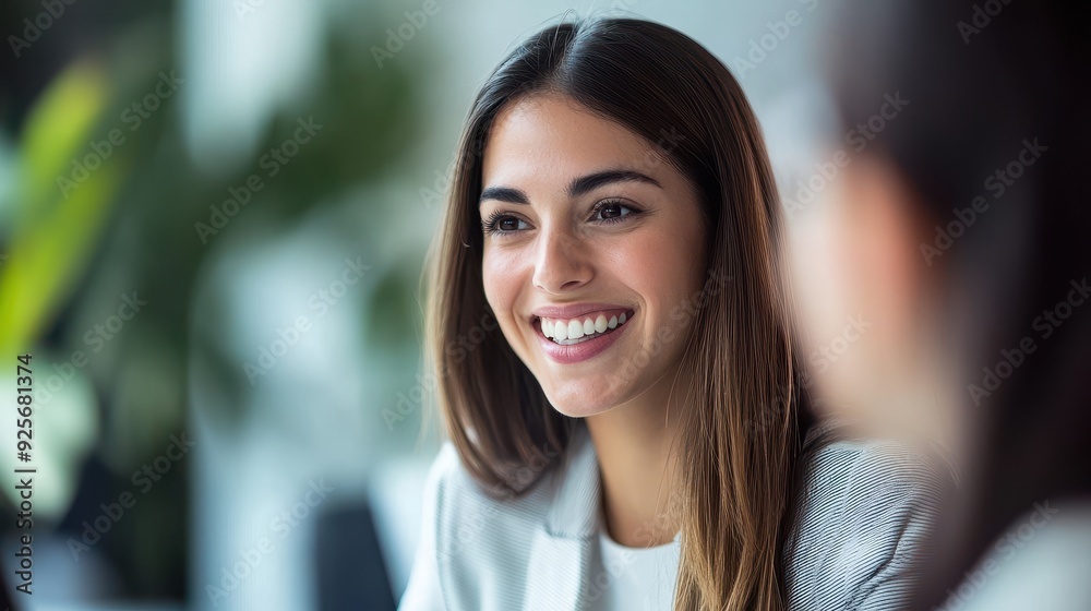 Smiling Young Businesswoman in a Meeting. Smiling Young Businesswoman in a Meeting.