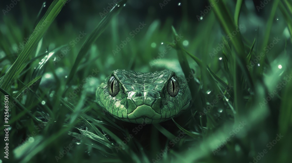 Fototapeta premium Green Snake in the Grass.