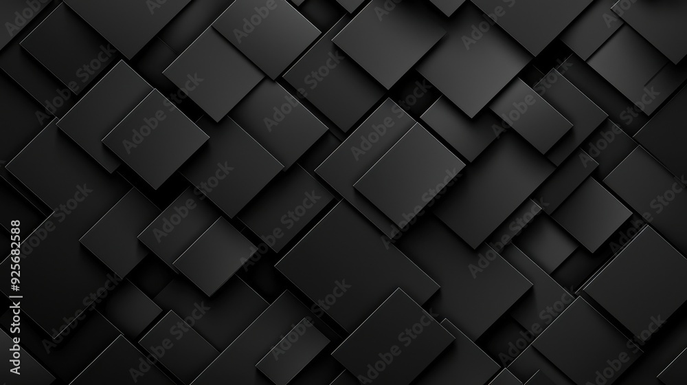 Abstract black square pattern with varying shades and dimensions, perfect for backgrounds or creative projects.
