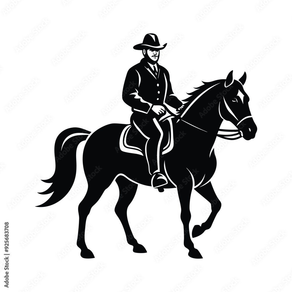 Fototapeta premium Horse Rider Silhouette Vector Art illustration