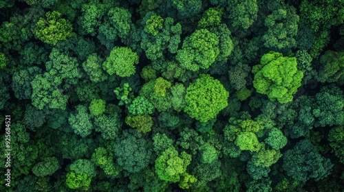 Aerial View of Lush Green Forest Canopy.