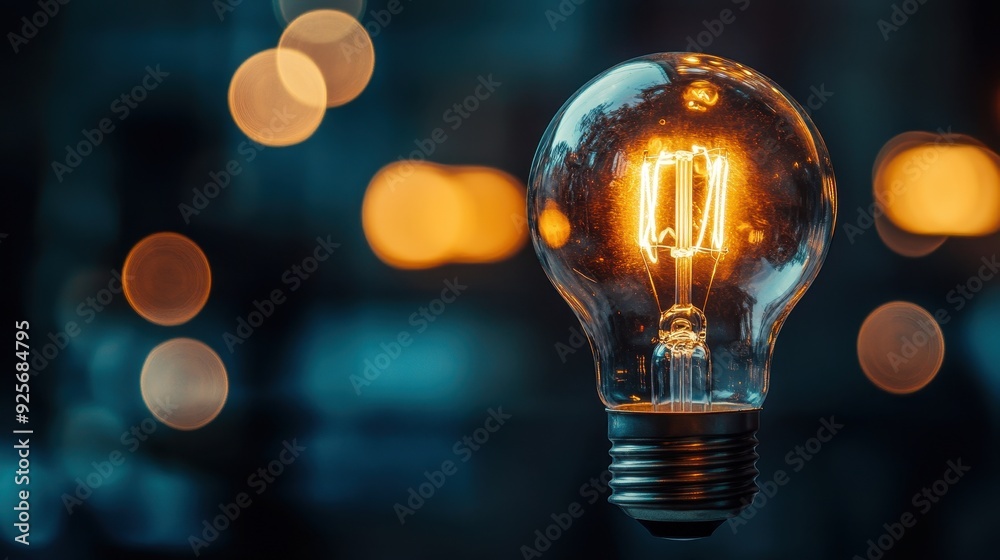 Glowing Light Bulb with Bokeh Background. Glowing Light Bulb with Bokeh Background.