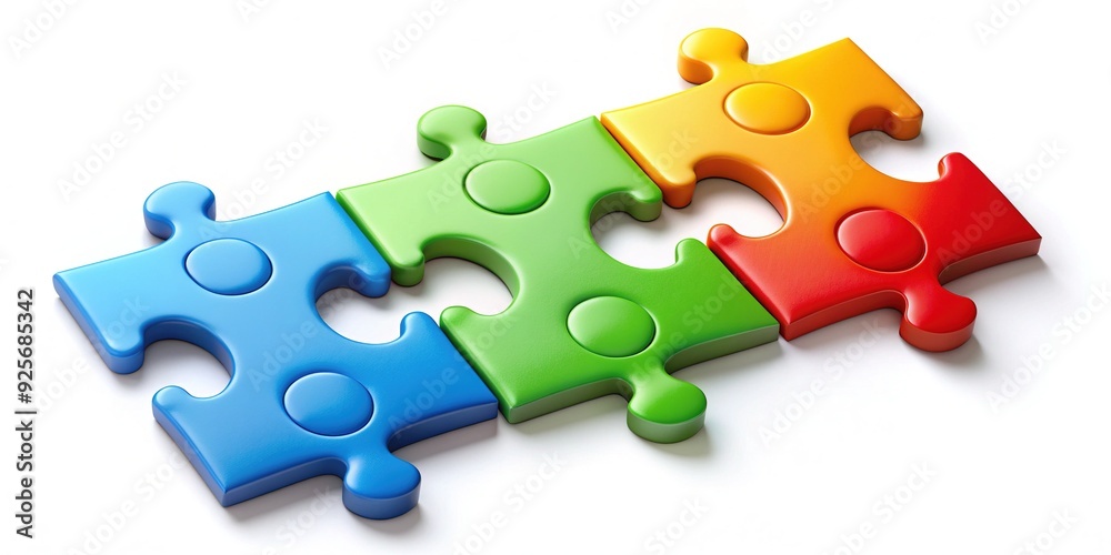 Four colorful puzzle pieces fitting together in a seamless cycle, illustrating a four-step process of planning, action, review, and improvement for business success. Four colorful puzzle pieces fitting together in a seamless cycle, illustrating a four-step process of planning, action, review, and improvement for business success.