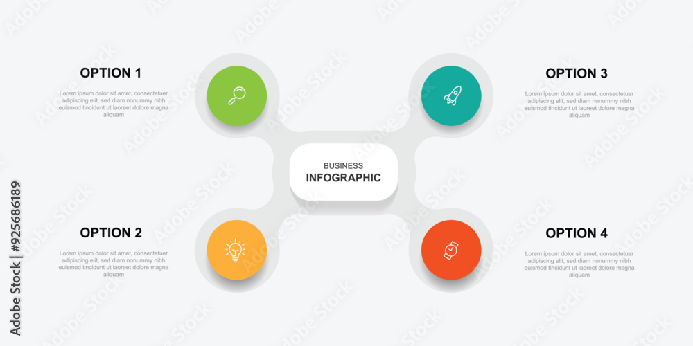 Vector infographic template, workflow process with icons and 4 step process Vector infographic template, workflow process with icons and 4 step process