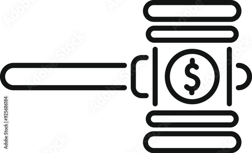 Auction hammer with a dollar sign, representing bidding in an online auction