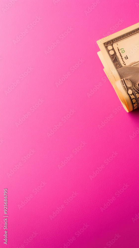 Stack of US dollar bills on a vibrant pink background, symbolizing wealth, finance, and money management. Perfect for financial concepts. Stack of US dollar bills on a vibrant pink background, symbolizing wealth, finance, and money management. Perfect for financial concepts.