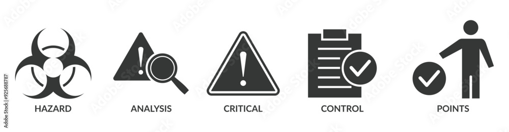 HACCP banner web icon vector illustration concept for hazard analysis and critical control points acronym in food safety management system