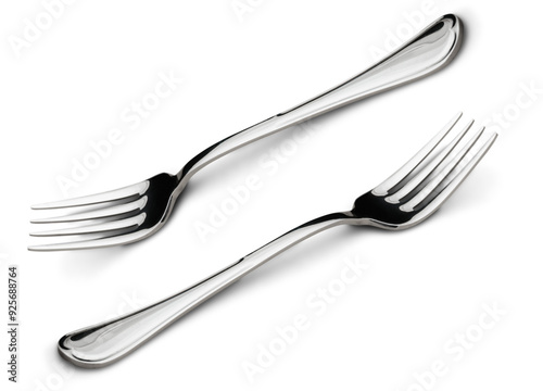 set of steel forks isolated