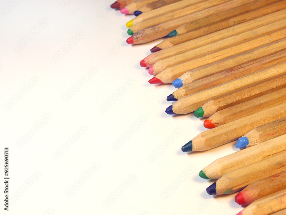 Color pencils on white background. Copy space Color pencils on white background. Copy space