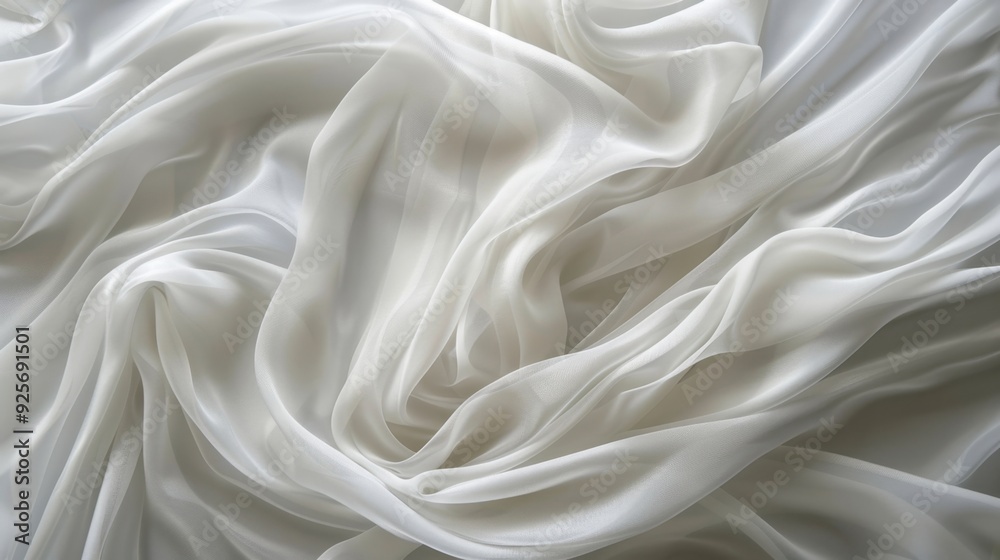 A smooth white cloth with delicate, undulating waves, offering a soft and peaceful abstract backdrop. A smooth white cloth with delicate, undulating waves, offering a soft and peaceful abstract backdrop.