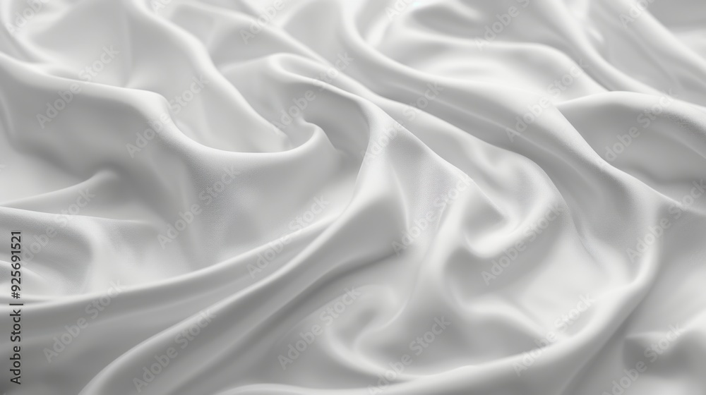 Fototapeta premium A smooth white cloth with delicate, undulating waves, offering a soft and peaceful abstract backdrop.