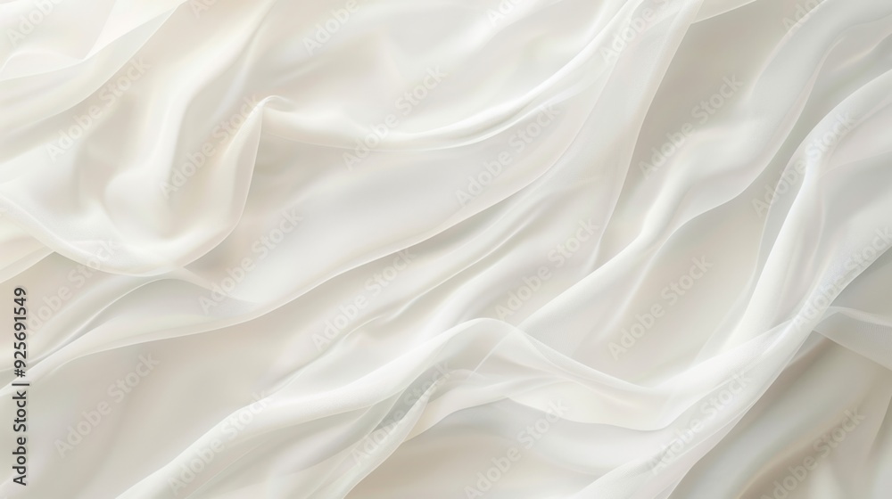 Fototapeta premium A soft, white fabric background with delicate waves, offering a soothing and abstract visual experience.