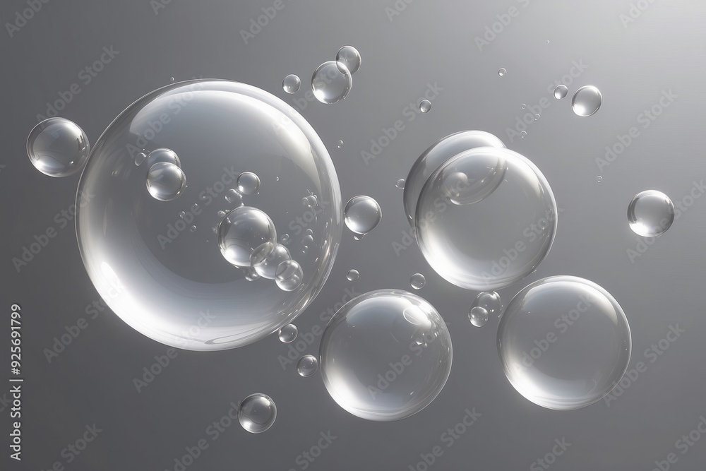 Translucent Spheres Floating in a Grey Background Translucent Spheres Floating in a Grey Background