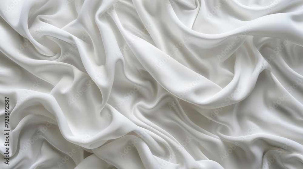 Abstract waves in a white cloth background, capturing the fluidity and softness of fabric in motion. Abstract waves in a white cloth background, capturing the fluidity and softness of fabric in motion.