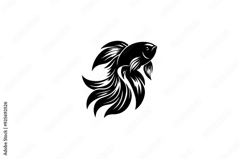 Goldfish silhouette vector style with white background.
