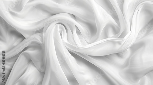 Abstract waves in a white cloth, creating a soft and fluid background with a sense of calm and purity.