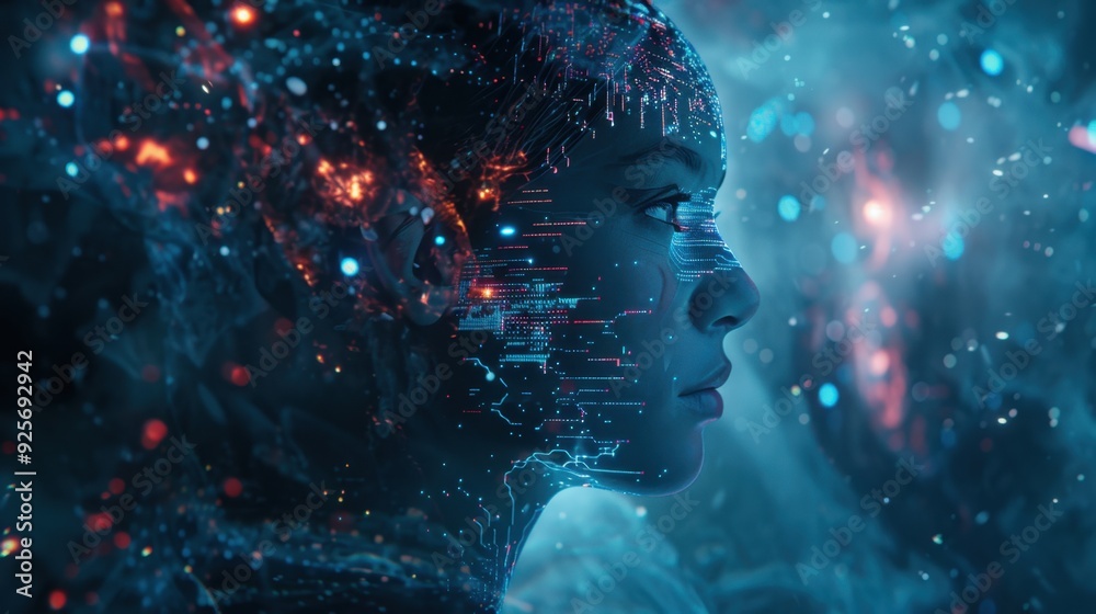 Artificial intelligence consciousness theme. Artificial intelligence consciousness theme.