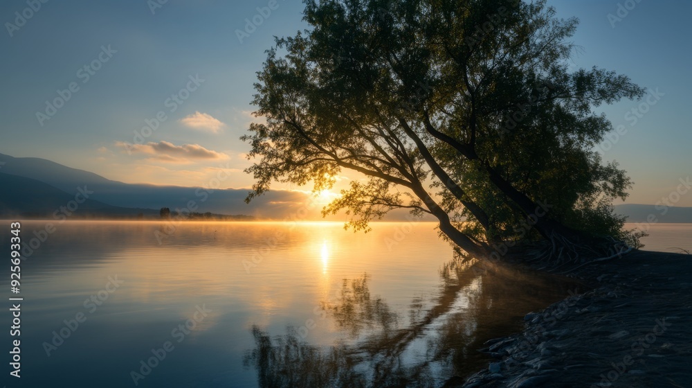 Lakeside Serenity at Dawn, Lakeside Serenity at Dawn,