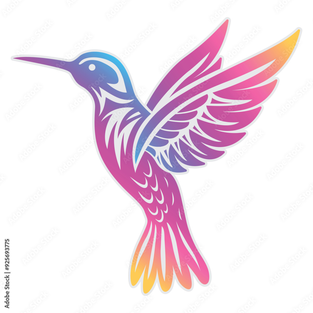 Fototapeta premium logo of Flaying hummingbird Bird Colorful vector Style. colibri icon