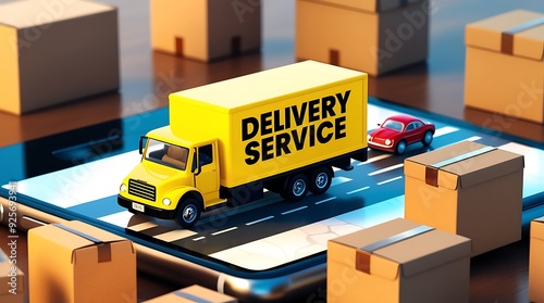 A courier holding a package, representing efficient delivery service and real-time order tracking. Perfect for illustrating logistics, shipping, and e-commerce fulfillment 