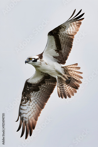 Osprey Flying on White Background, Realistic Photo, Pattern Background, Wallpaper, Cover and Screen for Smartphone, Cell Phone, Computer, Laptop