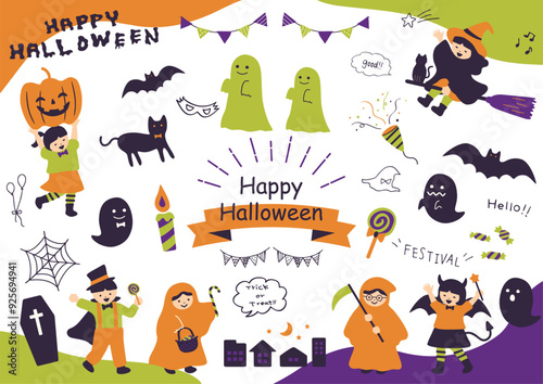 ハロウィンを楽しむ人子供たち