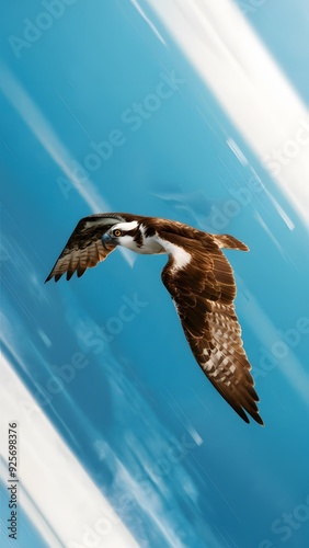 Osprey Flying with Blue Sky Background, Realistic Photo, Pattern Background, Wallpaper, Cover and Screen for Smartphone, Cell Phone, Computer, Laptop