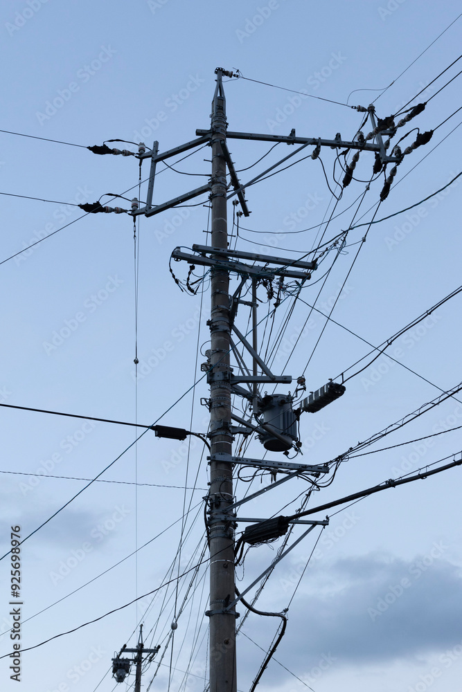 Utility Poles, Power Lines, and Blue Skies in Japan Utility Poles, Power Lines, and Blue Skies in Japan