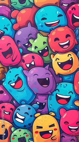 monsters colorful cute cartoon happy smiling fun playful fantasy children characters illustration vibrant friendly joyful 