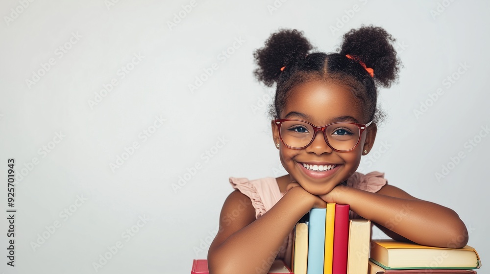 young black african american girl smiling on white background, back to school, student, education, books young black african american girl smiling on white background, back to school, student, education, books