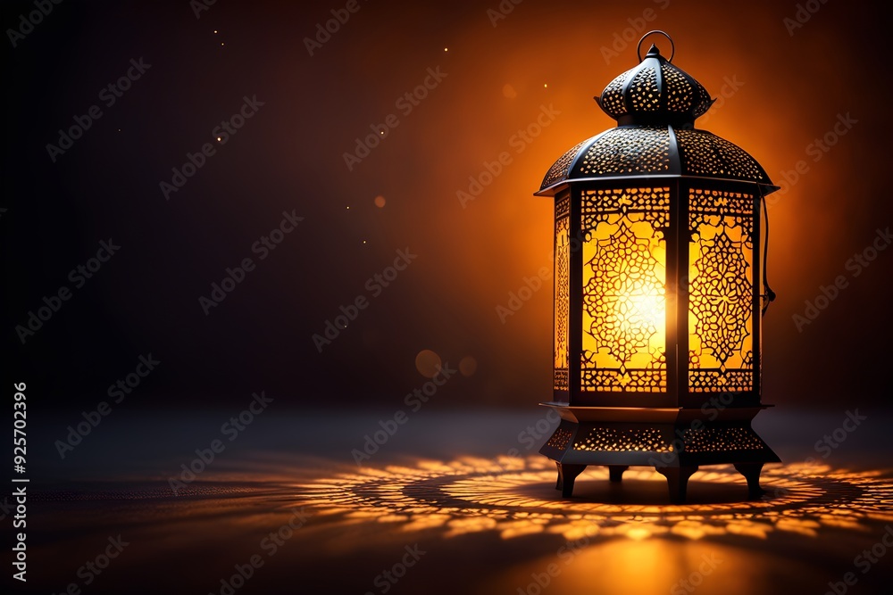 A lantern with a light shining through it A lantern with a light shining through it