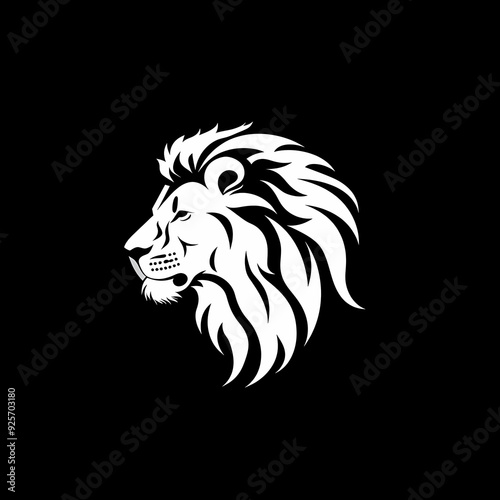 Wallpaper Mural A white logo outline of a cool Lion on a black background Torontodigital.ca