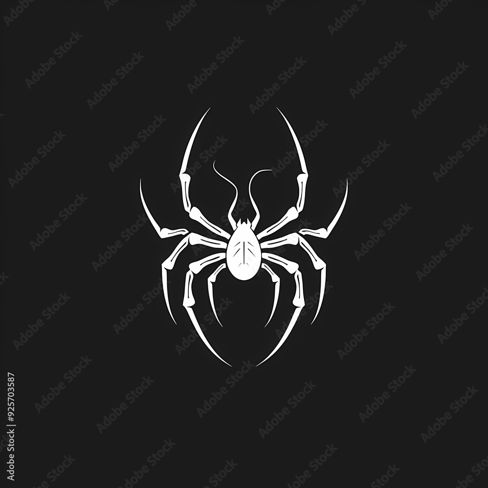 A white logo outline of a cool spider on a black background A white logo outline of a cool spider on a black background