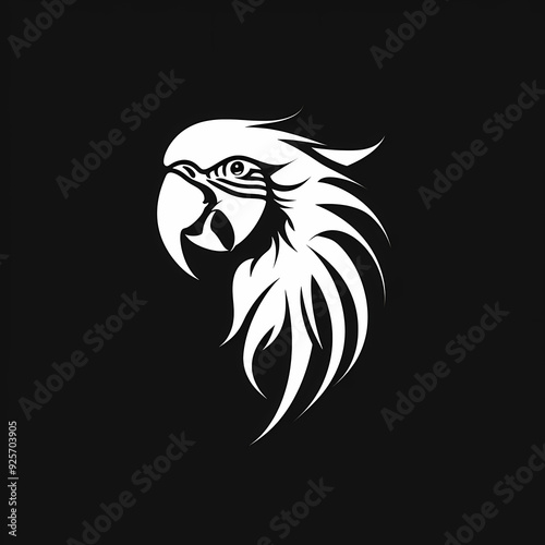 Wallpaper Mural A white logo outline of a cool Scarlet macaw on a black background Torontodigital.ca