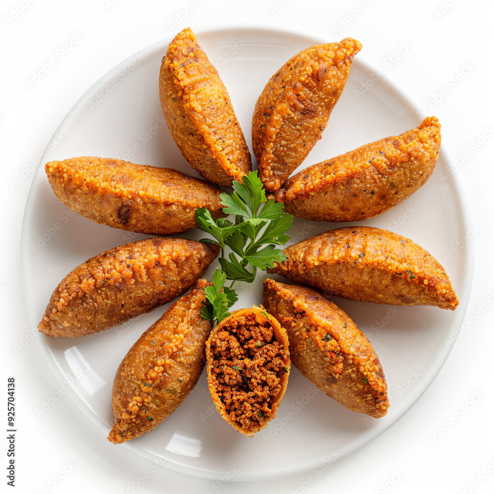 a plate of fried food with a sprig of parsley