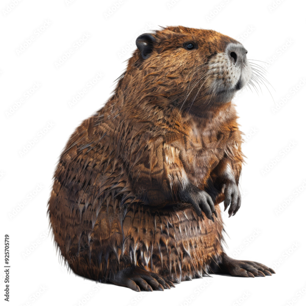 Wet Beaver Sitting Up With Paws Together Wet Beaver Sitting Up With Paws Together