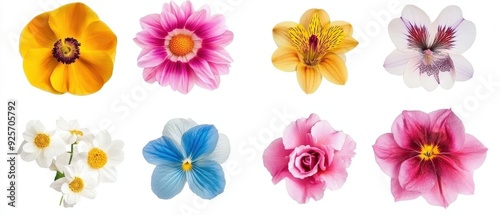 Wallpaper Mural Set of different beautiful flowers on white background Torontodigital.ca