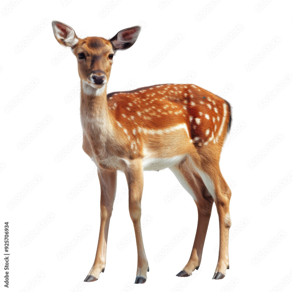 Fototapeta premium A Spotted Fawn Standing Against