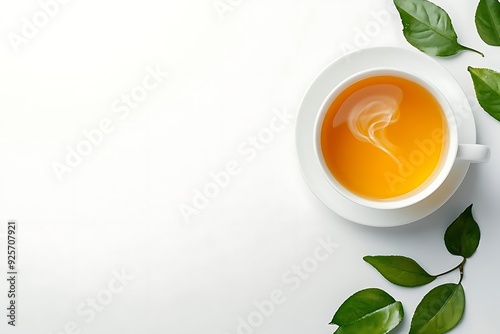 Wallpaper Mural A Cup of Tea with Green Leaves - Photo Torontodigital.ca