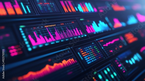 Digital interface displaying recession data and policy impacts, illustrating economic adaptation, modern policy visualization photo