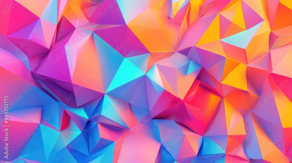 A mix of bright colors and geometric polygons creates a vibrant abstract pattern, perfect for designs needing a lively background. A mix of bright colors and geometric polygons creates a vibrant abstract pattern, perfect for designs needing a lively background.